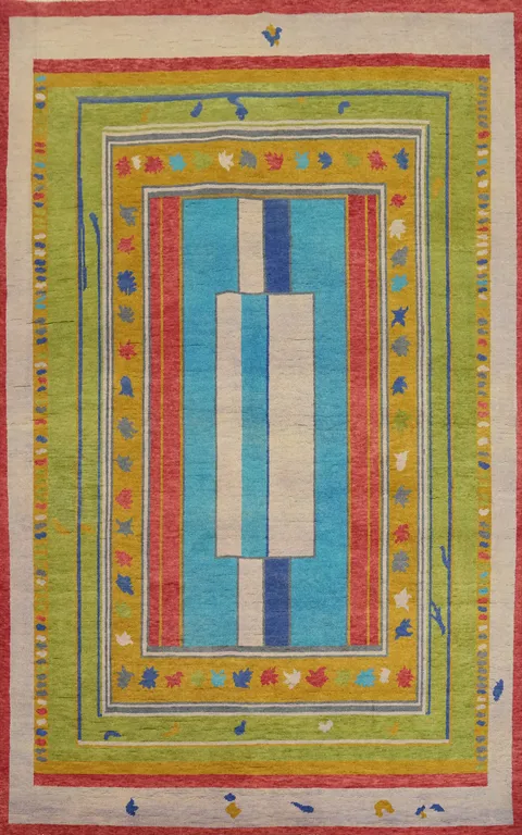 Vegetable Dye Wool Gabbeh Turkish Area Rug 6x9