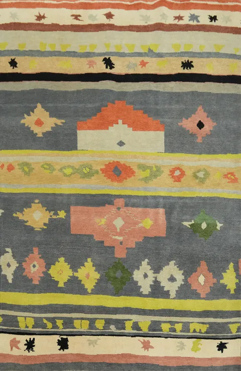 Vegetable Dye Gabbeh Turkish Area Rug 6x9