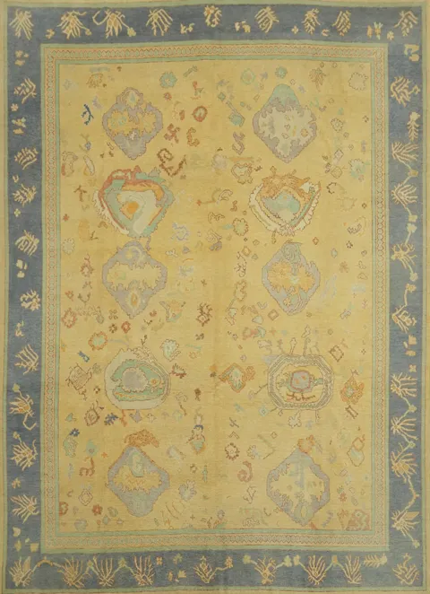 Vegetable Dye Gold Oushak Turkish Area Rug 10x13