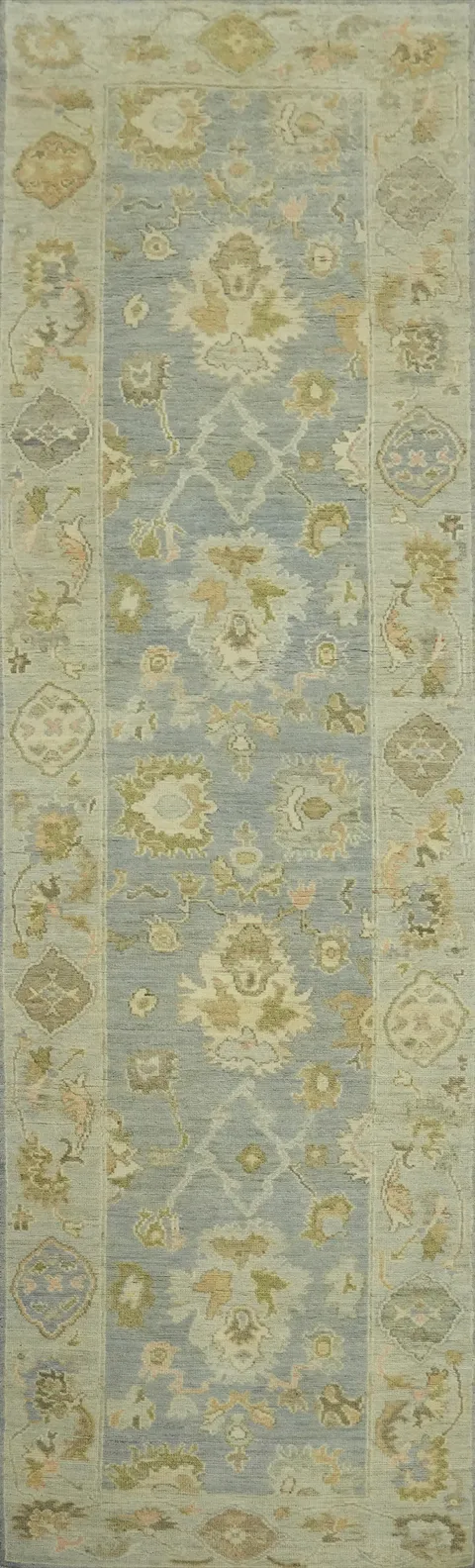 Vegetable Dye Wool Oushak Turkish Runner Rug 3x12