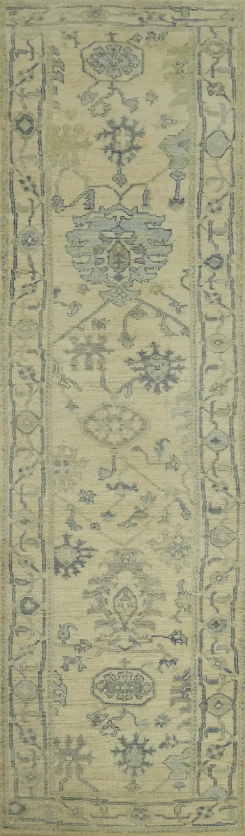 Vegetable Dye Wool Oushak Turkish Runner Rug 3x12