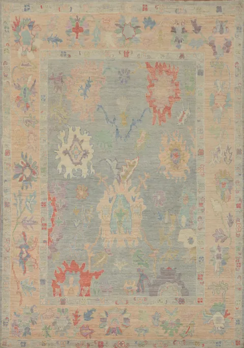 Vegetable Dye Wool Oushak Turkish Area Rug 6x8