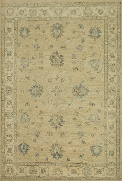 Vegetable Dye Wool Oushak Turkish Area Rug 6x9