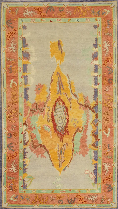 Vegetable Dye Wool Oushak Turkish Rug 4x7