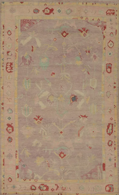 Handmade Floral Oushak Vegetable Dye Rug 4x7
