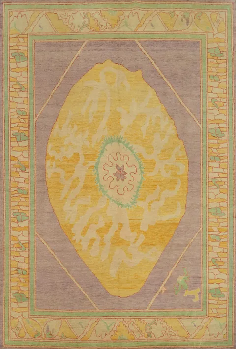 Vegetable Dye Wool Oushak Turkish Area Rug 6x8