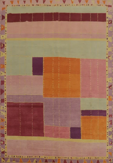 Geometric Gabbeh Vegetable Dye Area Rug 9x13