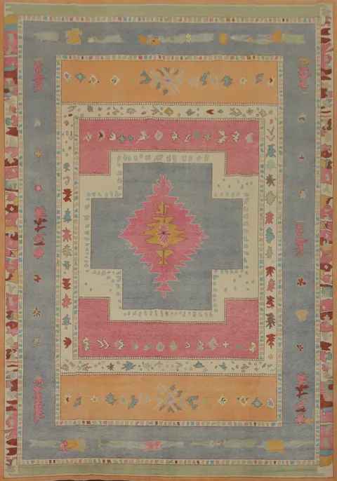 Vegetable Dye Geometric Gabbeh Turkish Large Rug 10x14