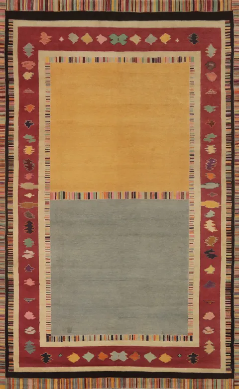 Vegetable Dye Geometric Gabbeh Turkish Area Rug 8x13