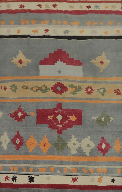 Vegetable Dye Wool Gabbeh Turkish Area Rug 9x13