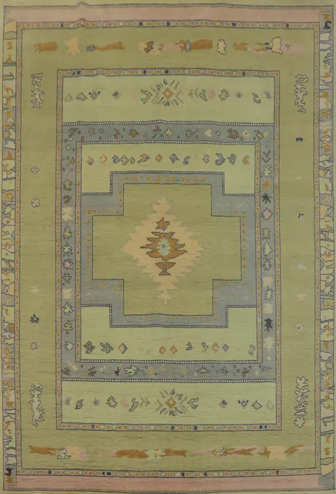 Geometric Green Gabbeh Vegetable Dye Area Rug 8x10