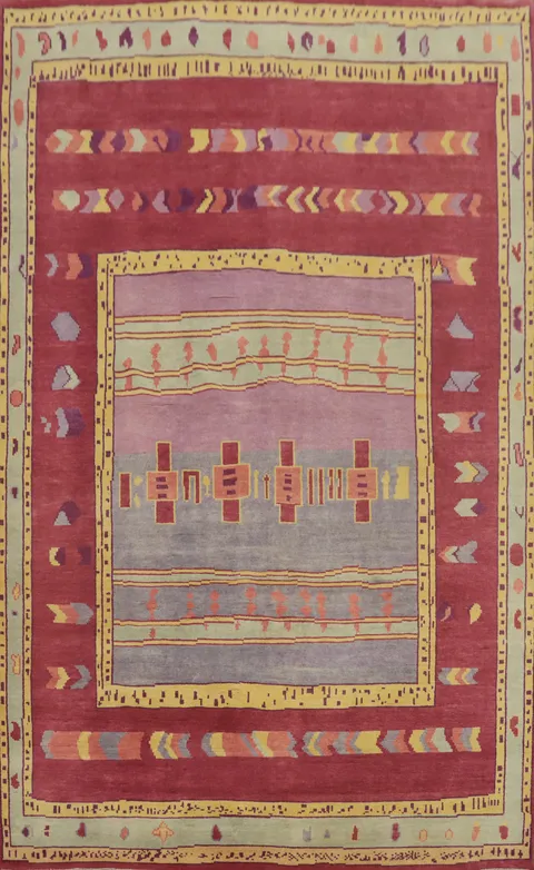 Geometric Gabbeh Vegetable Dye Area Rug 8x13