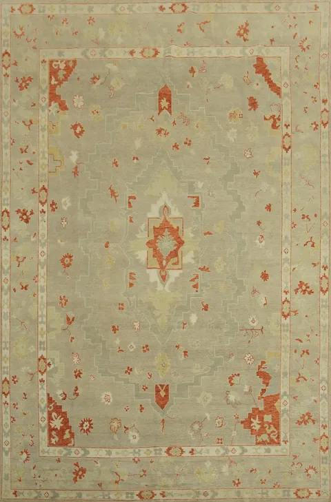 Vegetable Dye Wool Oushak Turkish Large Rug 10x14