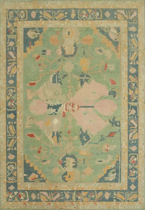 Vegetable Dye Green Oushak Turkish Area Rug 8x10