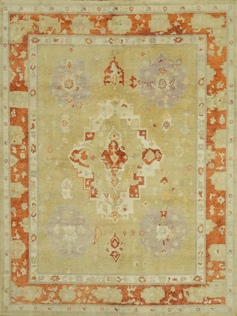 Vegetable Dye Wool Oushak Turkish Area Rug 8x10