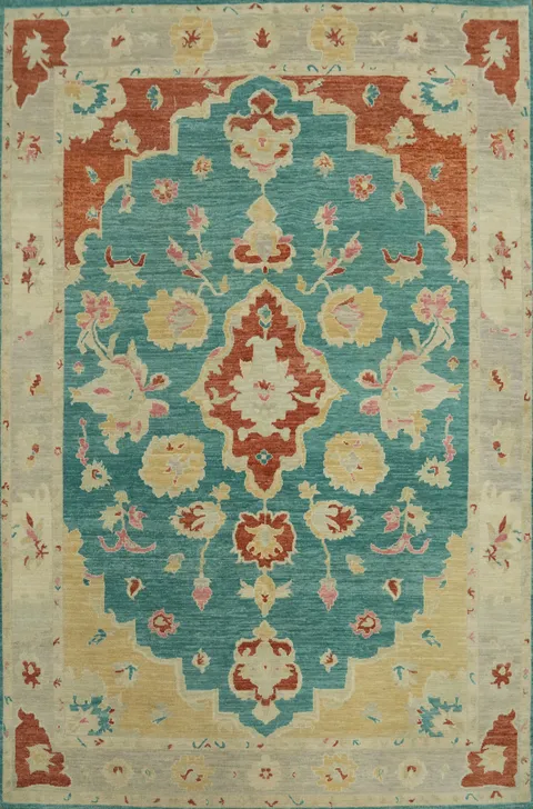 Vegetable Dye Wool Oushak Turkish Area Rug 8x11