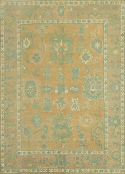 Vegetable Dye Floral Oushak Turkish Area Rug 8x11