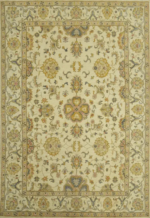 Handmade Floral Oushak Vegetable Dye Large Rug 10x14