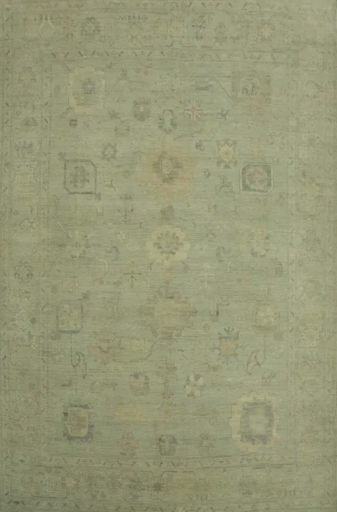 Vegetable Dye Wool Oushak Turkish Area Rug 9x11