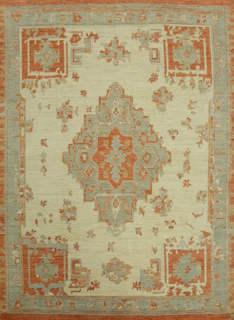 Vegetable Dye Wool Oushak Turkish Area Rug 8x10