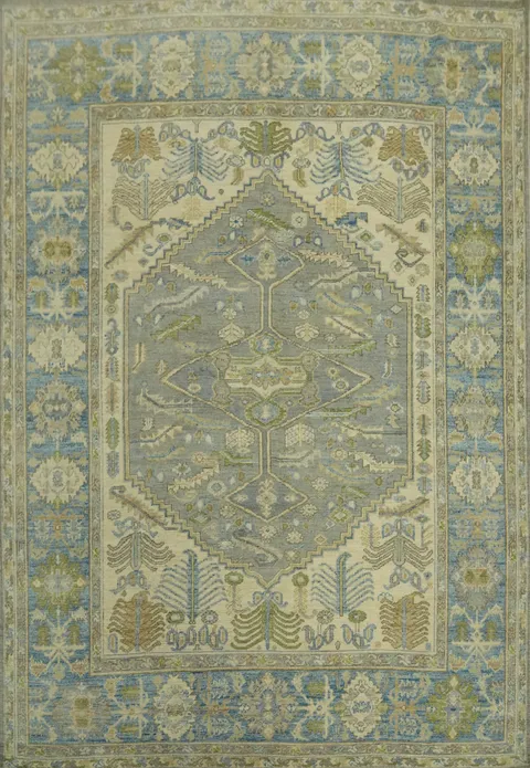 Handmade Gray Oushak Vegetable Dye Area Rug 8x10
