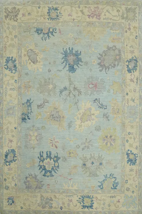 Handmade Blue Oushak Vegetable Dye Area Rug 8x10