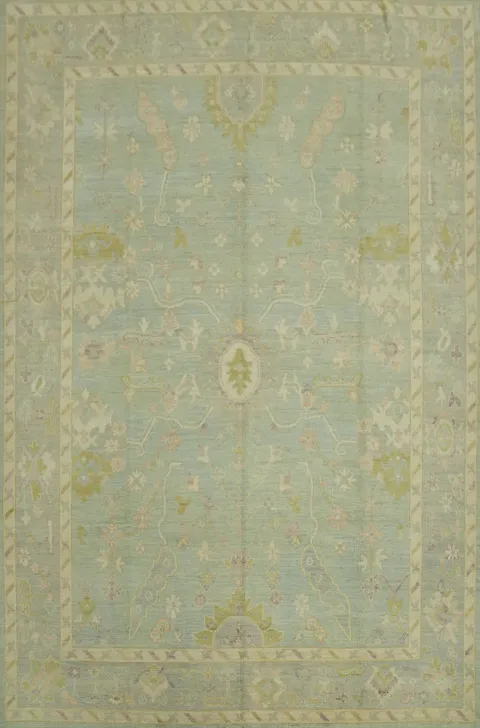 Vegetable Dye Wool Oushak Turkish Area Rug 9x12