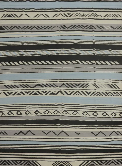 Striped Kilim Wool Vegetable Dye Area Rug 8x10