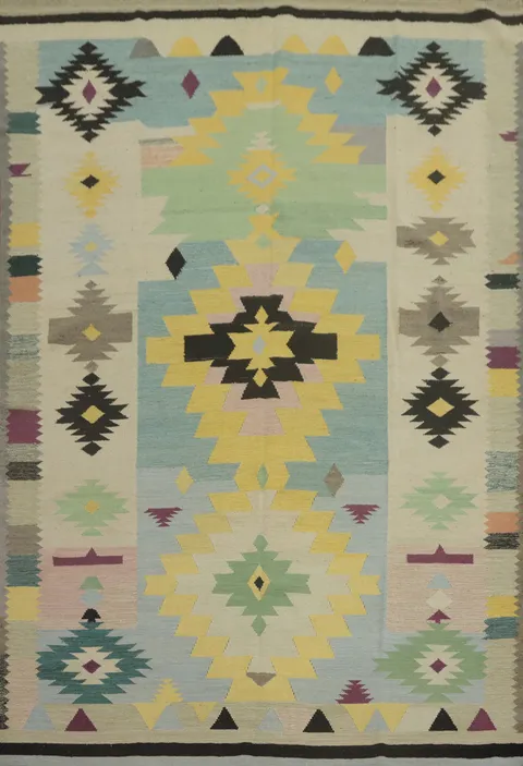 Geometric Kilim Vegetable Dye Area Rug 8x10