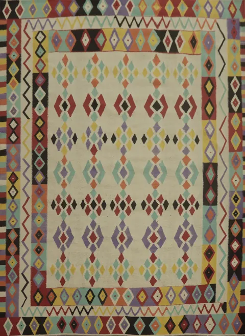 Geometric Wool Kilim Oriental Area Rug 9x10