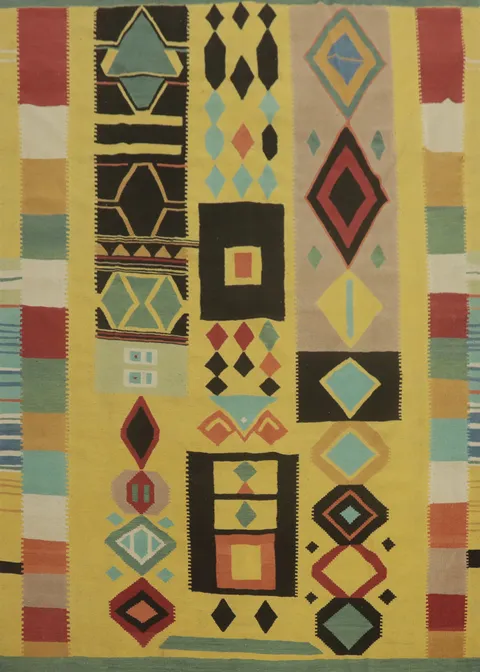 Tribal Wool Gold Kilim Oriental Area Rug 9x12