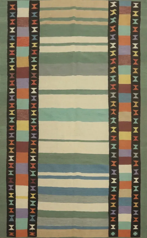 Striped Wool Kilim Oriental Area Rug 7x10