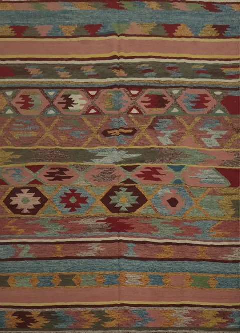 Artisan Kilim Area Rug 8x8 Perfect for Bohemian Decor Styles