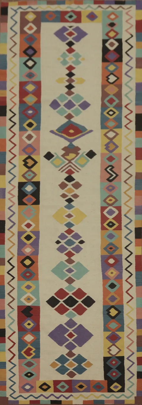 Geometric Wool Kilim Oriental Runner Rug 5x18