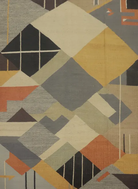 All-Over Geometric Kilim Vegetable Dye Area Rug 8x10