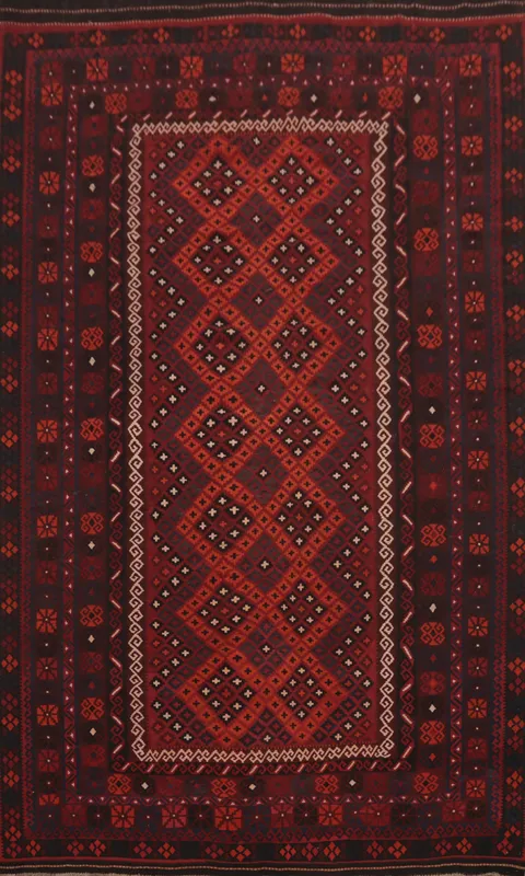 Vegetable Dye Red Kilim Oriental Area Rug 9x13