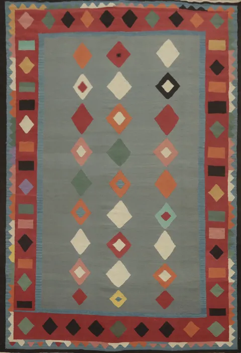 Gray Wool Kilim Oriental Large Rug 10x14