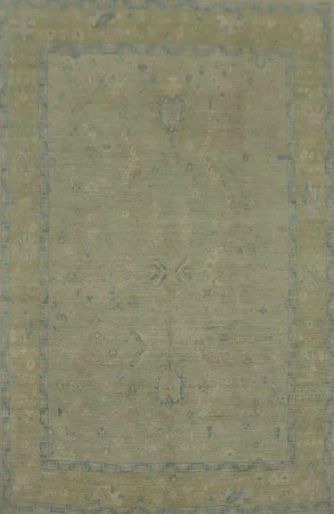 Vegetable Dye Wool Oushak Turkish Area Rug 9x12