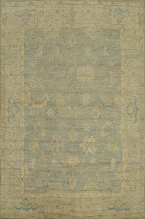 Handmade Gray Oushak Vegetable Dye Area Rug 9x12