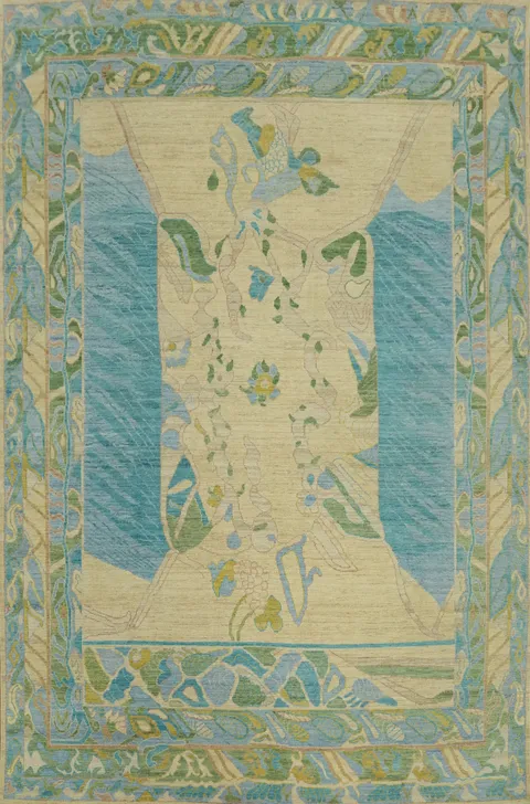 Vegetable Dye Wool Oushak Turkish Area Rug 9x12
