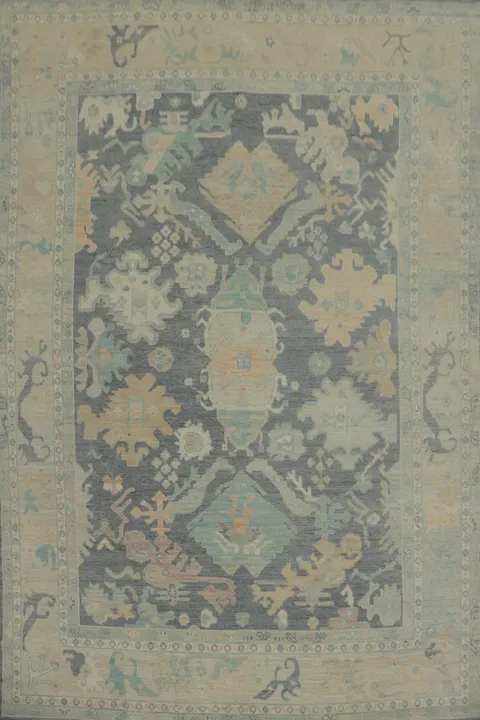 Handmade Gray Oushak Vegetable Dye Area Rug 9x12