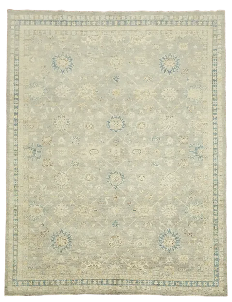 Handmade Gray Oushak Vegetable Dye Area Rug 9x12