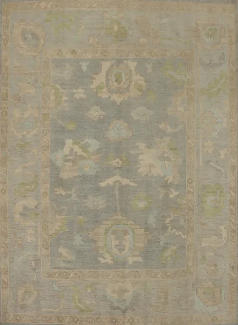 Handmade Gray Oushak Vegetable Dye Area Rug 8x10