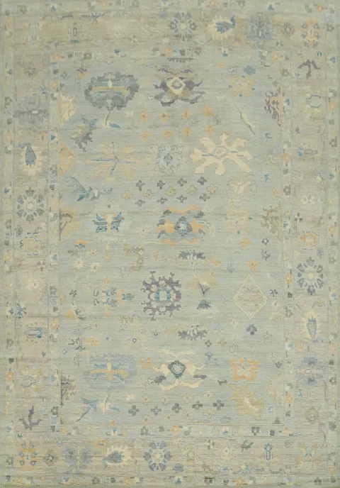 Vegetable Dye Wool Oushak Turkish Area Rug 9x12