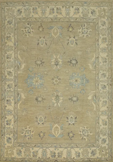 Vegetable Dye Wool Oushak Turkish Large Rug 12x15