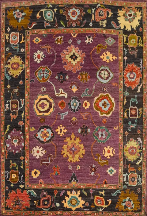 Vegetable Dye Wool Oushak Turkish Area Rug 9x12