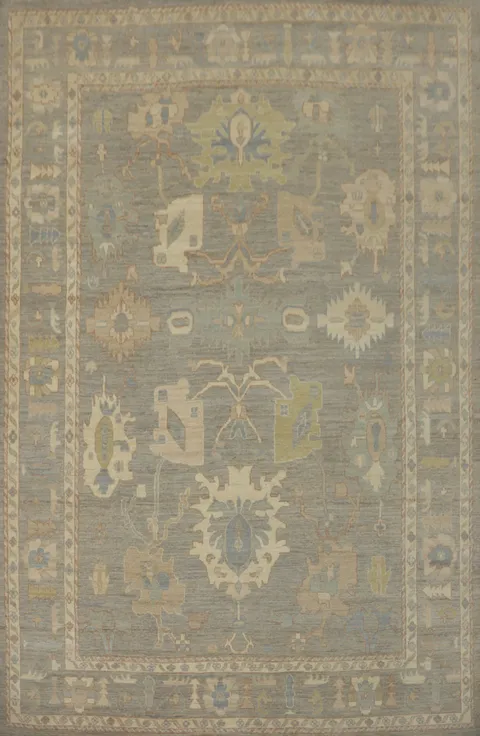 Vegetable Dye Wool Oushak Turkish Area Rug 9x12