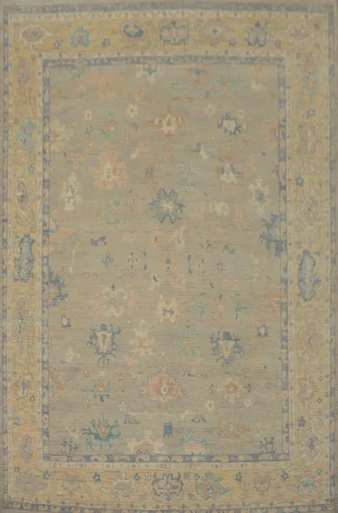 Vegetable Dye Wool Oushak Turkish Area Rug 9x12