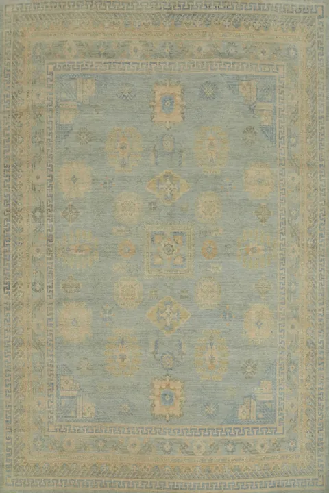Vegetable Dye Blue Oushak Turkish Area Rug 8x11