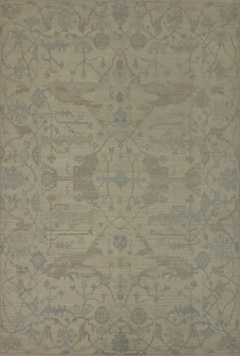 Earth Tone Wool Oushak Vegetable Dye Large Rug 10x14